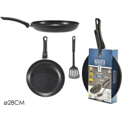 SET 2PZ PADELLA ANTIADERENTE ⌀28CM CON PALA SPATOLA FORATA MANICO ANTISCOTTATURA PFOA FREE