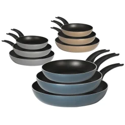 SET 3PZ PADELLE ANTIADERENTI IN ALLUMINIO HI-TITANIUM ⌀20/24/28CM PIANO COTTURA INDUZIONE