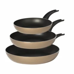 SET 3PZ PADELLE ANTIADERENTI IN ALLUMINIO HI-TITANIUM ⌀20/24/28CM PIANO COTTURA INDUZIONE