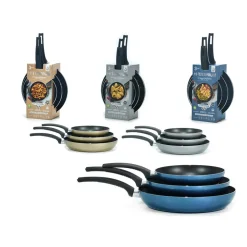 SET 3PZ PADELLE ANTIADERENTI IN ALLUMINIO HI-TITANIUM ⌀20/24/28CM PIANO COTTURA INDUZIONE