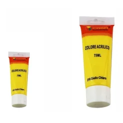 SET 6PZ PITTURA ACRILICA VERNICE CONFEZIONE COLORE GIALLO CHIARO TUBO 75ML 07505