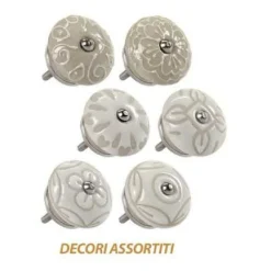 SET 2PZ POMELLI IN CERAMICA MOBILI MULTIUSO POMELLO 40MM DECORI ASSORTITI 843044