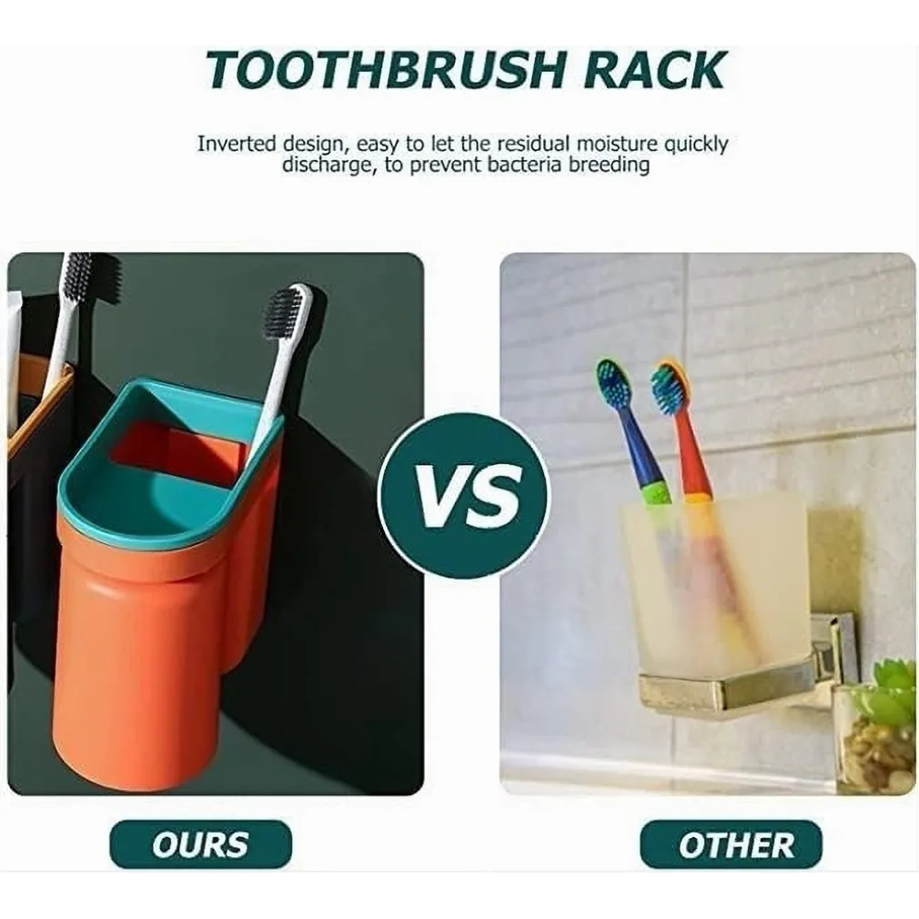 SET 2PZ PORTASPAZZOLINO SALVASPAZIO DISPENSER DENTIFRICIO DA PARETE MULTIFUNZIONE