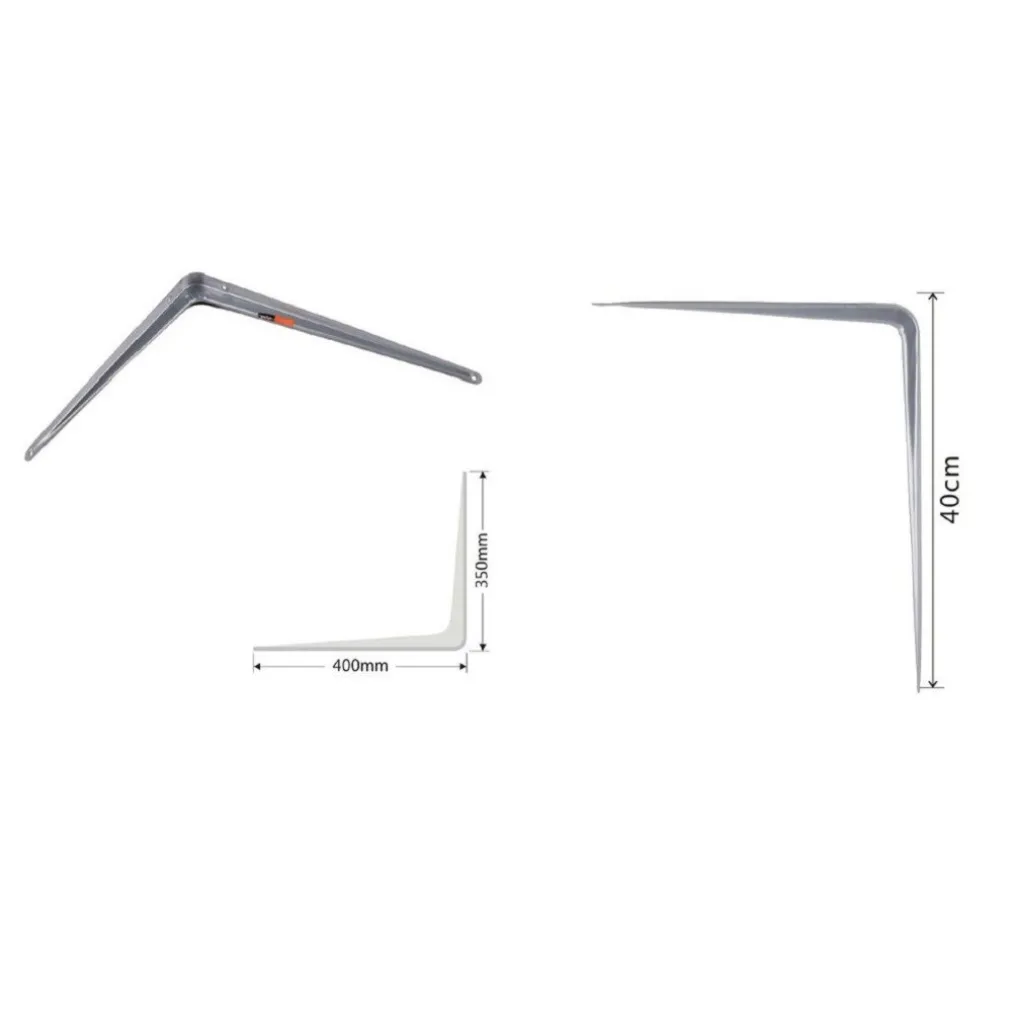 SET 2PZ REGGIMENSOLA SUPPORTO STAFFA TRIANGOLO MENSOLA METALLO 40CM GRIGIO 91267