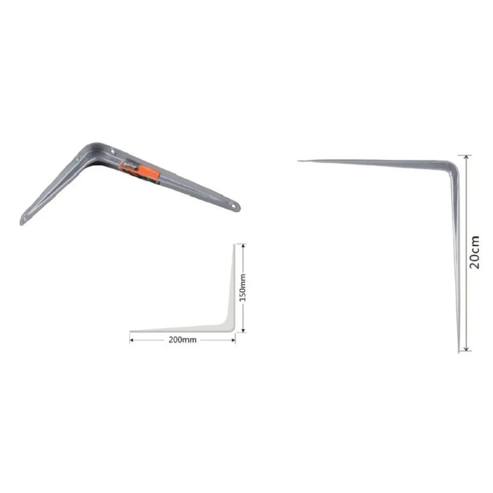 SET 2PZ REGGIMENSOLA SUPPORTO STAFFA TRIANGOLO MENSOLA METALLO 20CM GRIGIO 91263