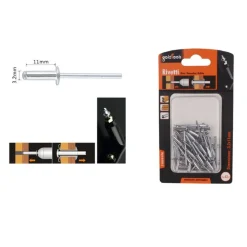 SET 42PZ RIVETTI RIVETTO 3.2X11MM ACCESSORI BRICOLAGE FERRAMENTA FAI DA TE 94951
