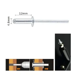 SET 13PZ RIVETTI RIVETTO 4.8X12MM ACCESSORI BRICOLAGE FERRAMENTA FAI DA TE 90821