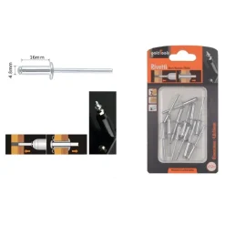 SET 12PZ RIVETTI RIVETTO 4.8X16MM ACCESSORI BRICOLAGE FERRAMENTA FAI DA TE 90822