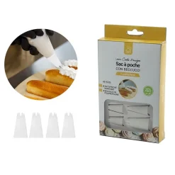 SET 12PZ SAC A POCHE MONOUSO CON 4 BECCUCCI IN POLIETILENE PER FARCIRE DECORARE DOLCI