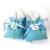 SET 12PZ SACCHETTO AZZURRO NUMERO 18 ANNI JUTA 10X13CM BOMBONIERA PORTACONFETTI