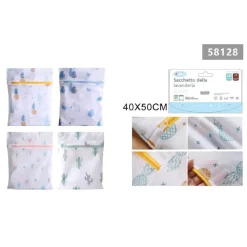 SET 2PZ SACCHETTO LAVAGGIO RETE CON CERNIERA BIANCHERIA 40X50CM A FANTASIA 58128