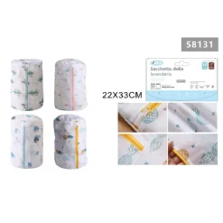 SET 2PZ SACCHETTO LAVAGGIO RETE CON CERNIERA BIANCHERIA 22X33CM A FANTASIA 58131