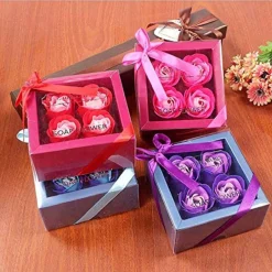 SET 4PZ SAPONE SAPONETTE PETALI ROSE FIORI PROFUMATE NOZZE BOMBONIERA BAGNO CASA