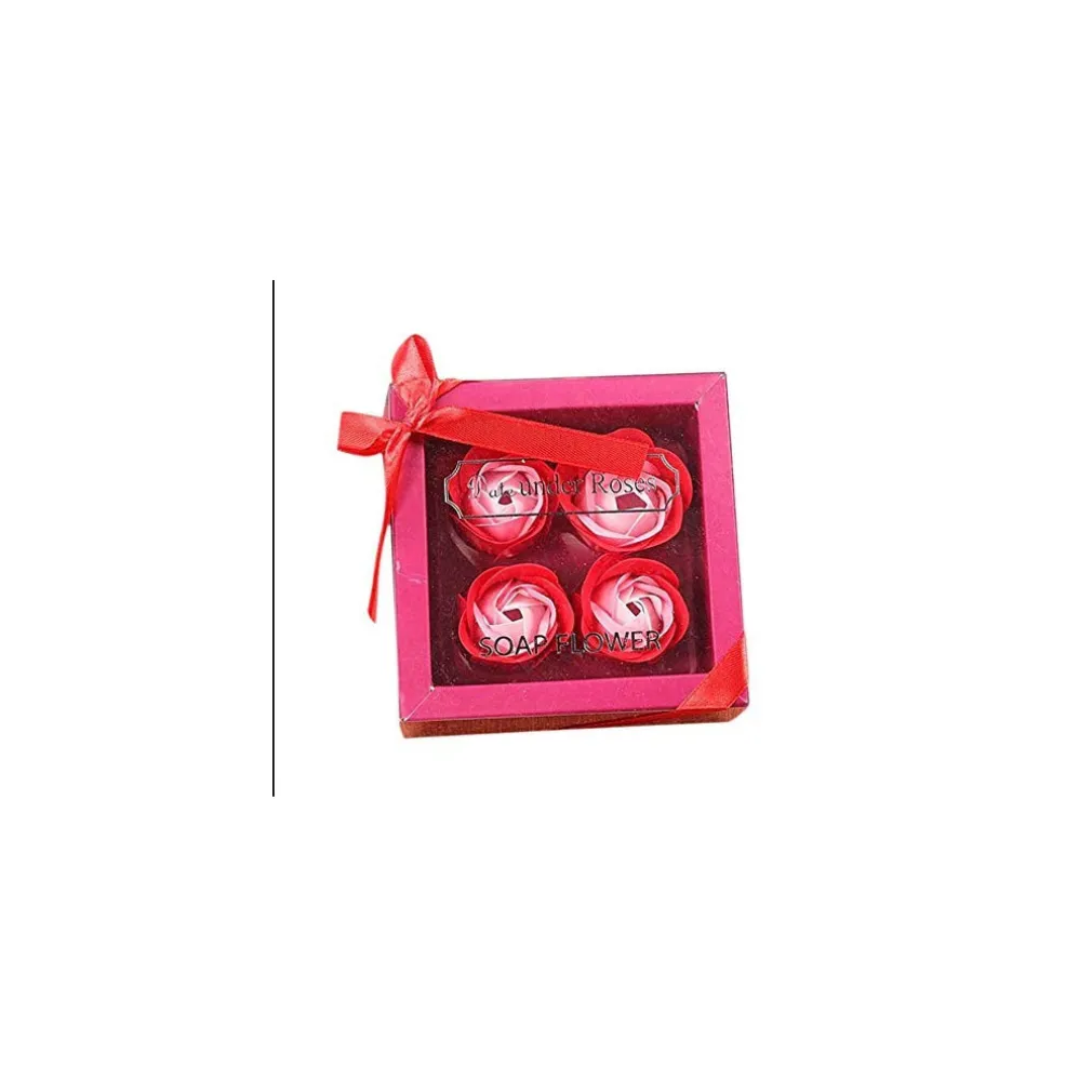 SET 4PZ SAPONE SAPONETTE PETALI ROSE FIORI PROFUMATE NOZZE BOMBONIERA BAGNO CASA