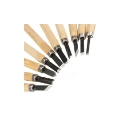 SET 10PZ SCALPELLI MINI MANICO IN LEGNO ACCIAIO PER SCULTURA INTAGLIO STRUMENTI