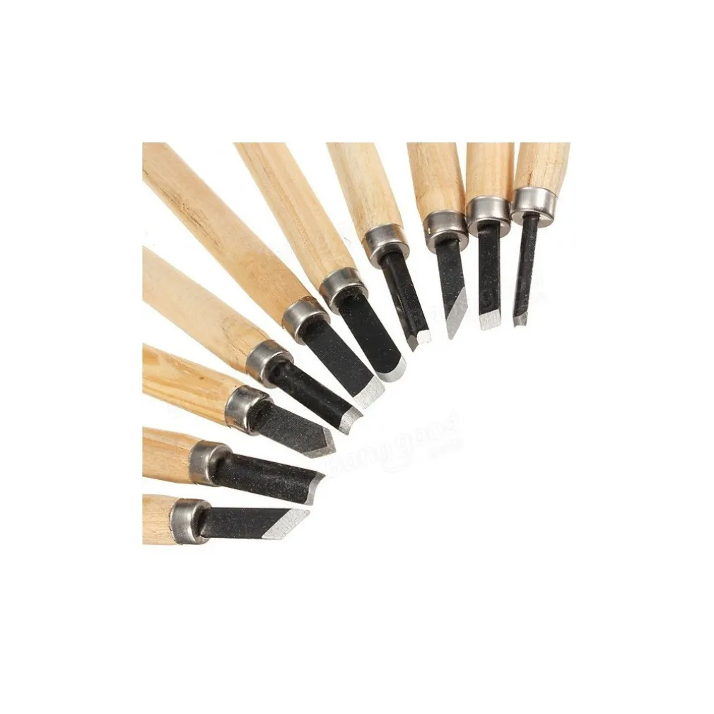 SET 10PZ SCALPELLI MINI MANICO IN LEGNO ACCIAIO PER SCULTURA INTAGLIO STRUMENTI