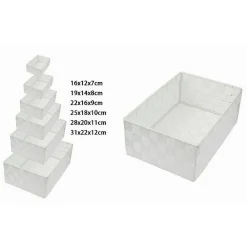 SET 6PZ SCATOLA IN TESSUTO ORGANIZER ARMADIO SCAFFALI PORTA OGGETTI BIANCO 79067