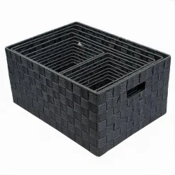 SET 21PZ SCATOLA IN TESSUTO PORTAOGGETTI ORGANIZER CON MANICI GRIGIO SCURO 79086