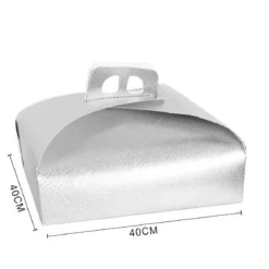 SET 3PZ SCATOLA PORTA TORTA ARGENTO 40X40 CM DOLCI PASTICCERIA FESTA PARTY 58016