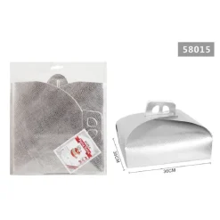 SET 3PZ SCATOLA PORTA TORTA ARGENTO 36X36 CM DOLCI PASTICCERIA FESTA PARTY 58015