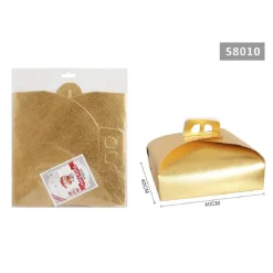 SET 3PZ SCATOLA PORTA TORTA ORO 40X40 CM PER DOLCI PASTE PASTICCERIA FESTA 58010