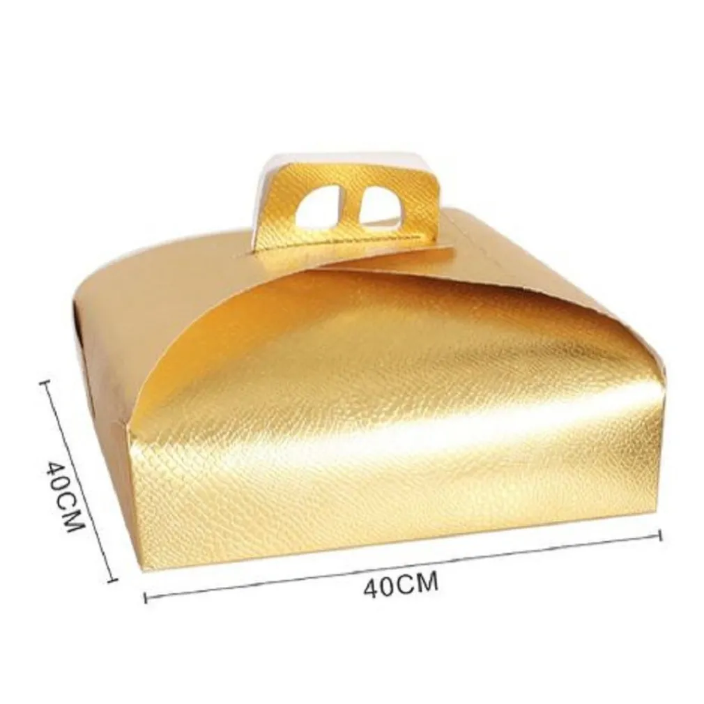 SET 3PZ SCATOLA PORTA TORTA ORO 40X40 CM PER DOLCI PASTE PASTICCERIA FESTA 58010