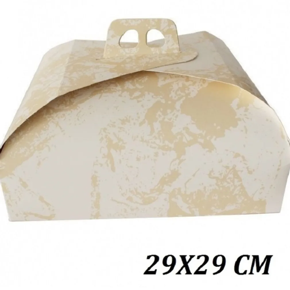 SET 3PZ SCATOLA PORTA TORTA CARTONE DOLCE 29x29CM CARTA COMPLEANNI FESTA PARTY