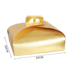 SET 3PZ SCATOLA PORTA TORTA ORO 29X29CM PER DOLCI PASTE PASTICCERIA FESTA 58007