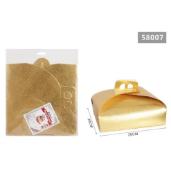 SET 3PZ SCATOLA PORTA TORTA ORO 29X29CM PER DOLCI PASTE PASTICCERIA FESTA 58007
