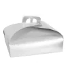 SET 3PZ SCATOLA PORTA TORTA ARGENTO 45X45CM DOLCI PASTICCERIA FESTA PARTY 58017
