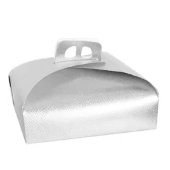 SET 3PZ SCATOLA PORTA TORTA ARGENTO 45X45CM DOLCI PASTICCERIA FESTA PARTY 58017