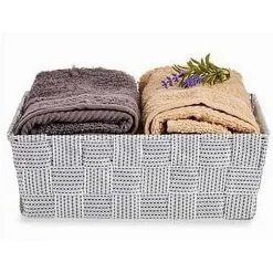 SET 3PZ SCATOLA PORTAOGGETTI TESSUTO INTRECCIATO CONTENITORI GRIGIO CHIARO 79054
