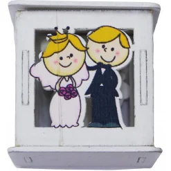 SET 12PZ SCATOLA SPOSI MATRIMONIO 5.5X5.5CM LEGNO BIANCO SCRITTA LOVE BOMBONIERA