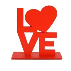 SET 2PZ SCRITTA IN LEGNO LOVE ROSSA 11,5 CM DECORAZIONE REGALO PER SAN VALENTINO