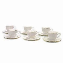 SET 12PZ SERVIZIO DA TÈ O CAFFÈ CON 6 PIATTINI + 6 TAZZE ASSORTITI IN PORCELLANA