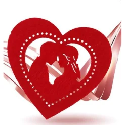 SET 4PZ SOTTOBICCHIERI 11CM SAN VALENTINO FORMA CUORE TESSUTO ROSSO FELTRO 95448