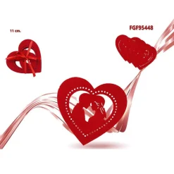 SET 4PZ SOTTOBICCHIERI 11CM SAN VALENTINO FORMA CUORE TESSUTO ROSSO FELTRO 95448