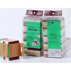 SET 5PZ SPUGNA DOUBLE FACE ABRASIVA MAGICA PER LAVARE PIATTI PADELLE PULIZIA CUCINA BAGNO
