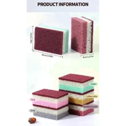 SET 5PZ SPUGNA DOUBLE FACE ABRASIVA MAGICA PER LAVARE PIATTI PADELLE PULIZIA CUCINA BAGNO