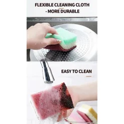 SET 5PZ SPUGNA DOUBLE FACE ABRASIVA MAGICA PER LAVARE PIATTI PADELLE PULIZIA CUCINA BAGNO