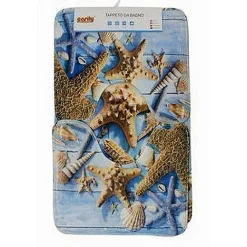 SET 3PZ TAPPETO TAPPETINI TESSUTO ARREDO BAGNO ANTISCIVOLO FANTASIA MARINA 79444