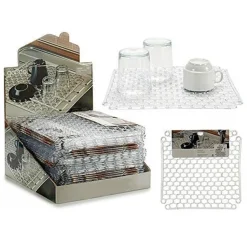 SET 2PZ TAPPETO TAPPETINO LAVELLO SCOLAPIATTI TRASPARENTE 32X32X1CM SILICONE CUCINA