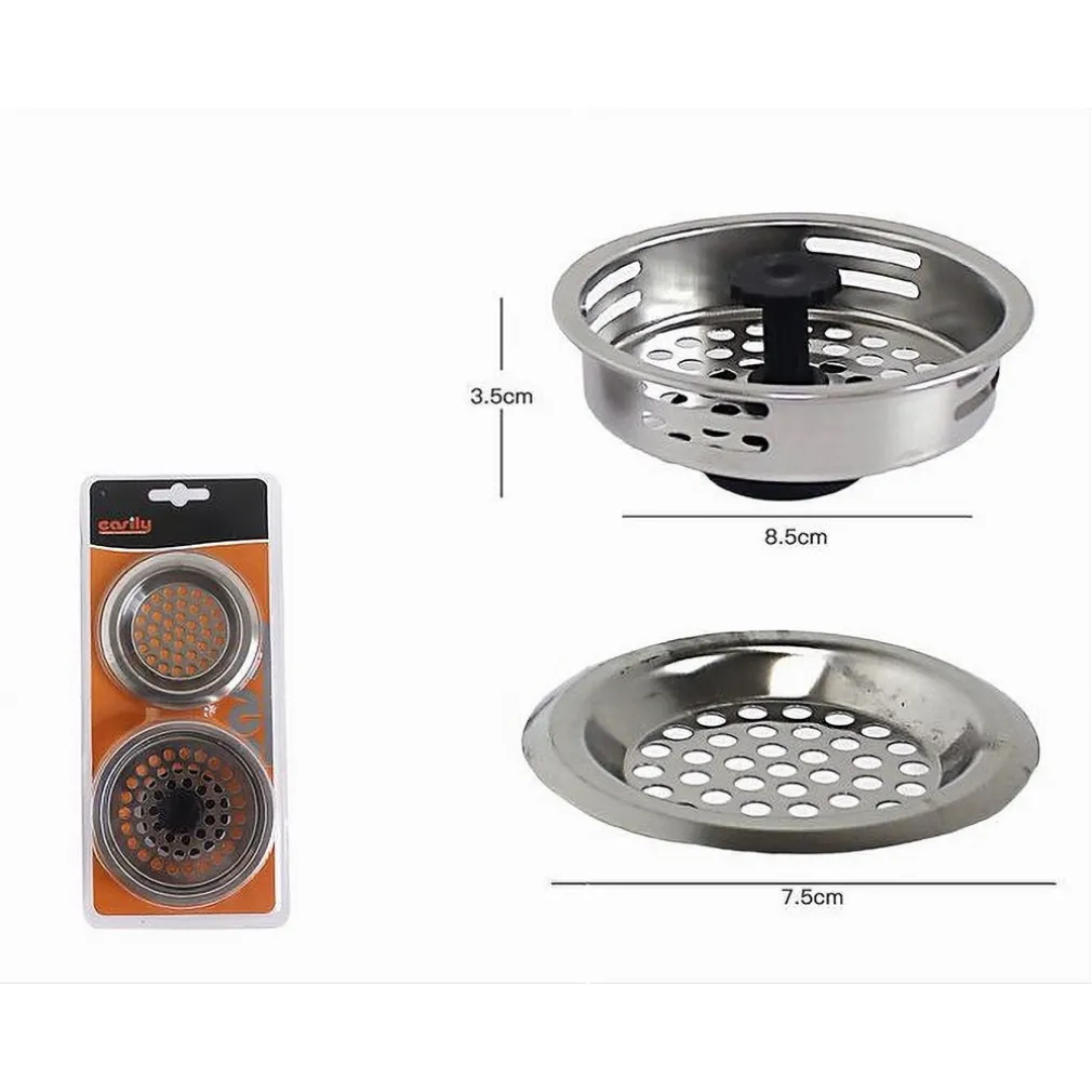 SET 2PZ TAPPI TAPPO FILTRO UNIVERSALE GRIGLIA LAVANDINO PER LAVELLO LAVABO 10400