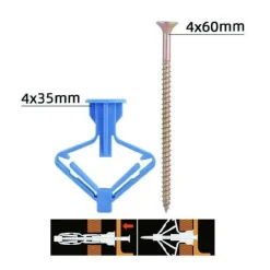 SET 5PZ TASSELLI AD ESPANSIONE TASSELLO A FARFALLA 4X35MM VITI VITE 4X60MM 57176