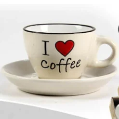 SET 6PZ TAZZINE TAZZA + PIATTINO 80ML CAFFÈ CLASSICO MODERNO COLORI ASS 668715