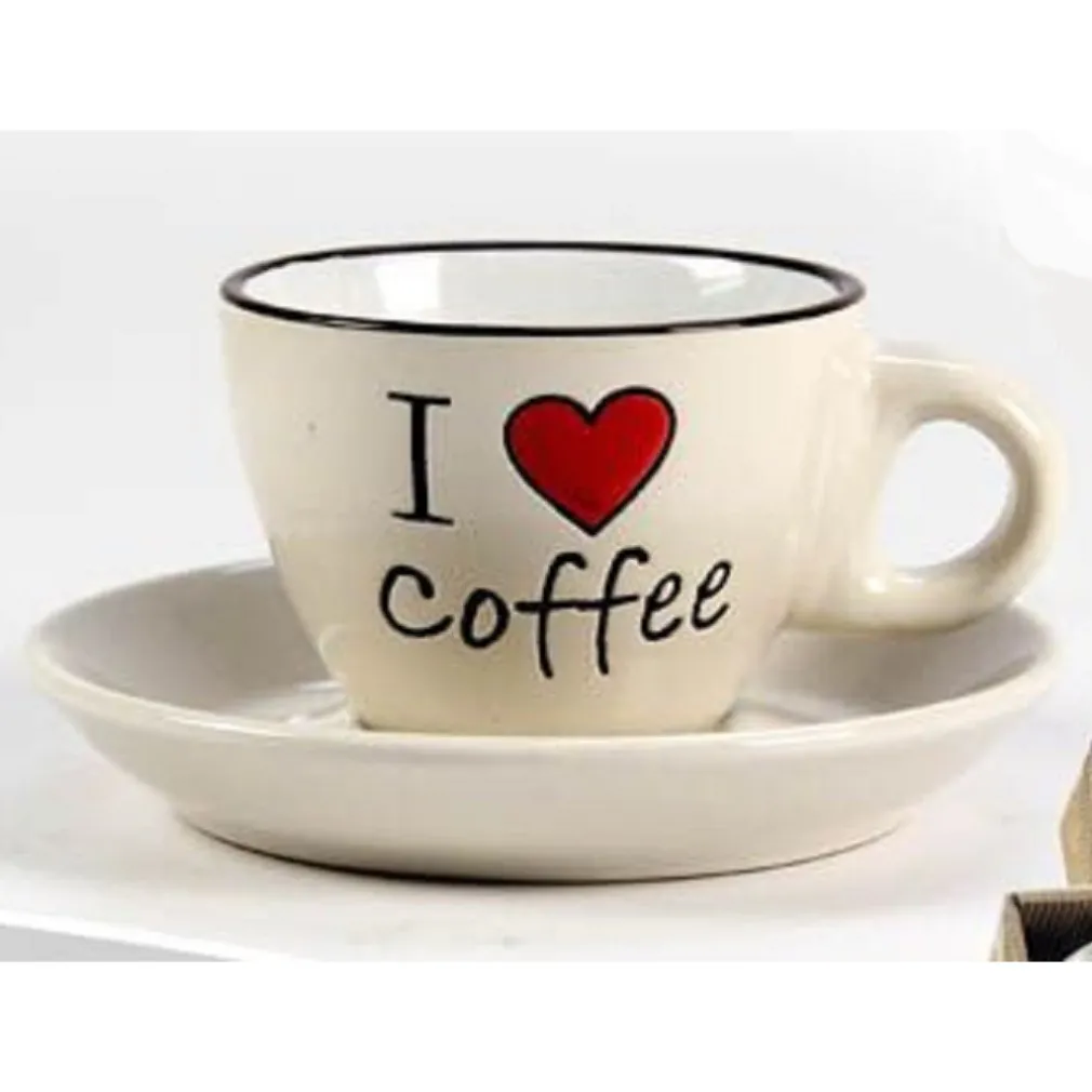 SET 6PZ TAZZINE TAZZA + PIATTINO 80ML CAFFÈ CLASSICO MODERNO COLORI ASS 668715