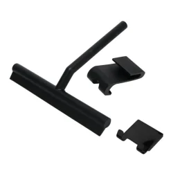 SET 3PZ TERGIVETRO PER DOCCIA GANCIO DOPPIO PER PORTA BOX APPENDINO ADESIVO NERO 87833