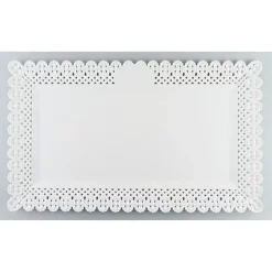 SET 2PZ VASSOIO TRAMA TRINATO BIANCO 37X22CM RETTANGOLARE PIATTO SOTTO DOLCI TRASPORTO