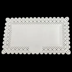 SET 2PZ VASSOIO TRAMA TRINATO BIANCO 36X17CM RETTANGOLARE PIATTO SOTTO DOLCI TRASPORTO