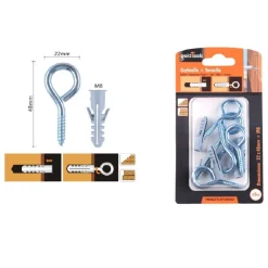 SET 5PZ VITE A OCCHIELLO CHIUSO 22X48MM + TASSELLI CON ALETTE TASSELLO M8 90725